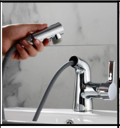 SDN-1147 - SDN-1147 SDN-1145 Pull-Out & Upward Fountain Rinse Mixer (Chrome/black)