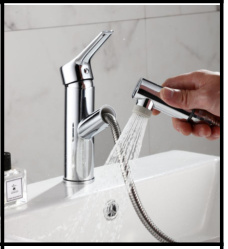 SDN-1148 - SDN-1148 SDN-1145 Pull-Out & Upward Fountain Rinse Mixer (Chrome/black)