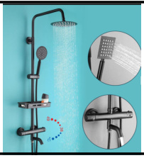 SDN-1234 - SDN-1234 SDN-1217 Multi-Key Piano Button Thermostatic Rain Shower (BLACK)