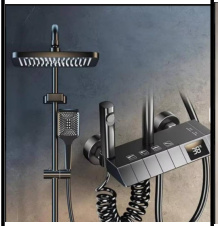 SDN-1297 - SDN-1297 SDN-1217 Multi-Key Piano Button Thermostatic Rain Shower (Chrome/black)