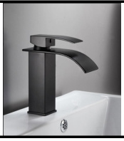 SDN-6318C - SDN-6318C SDN-6317 Luxury Laminar Waterfall Vanity Mixer (black/Stainless steel)
